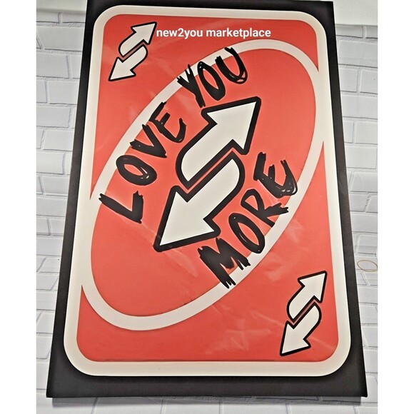 framed uno canvas artwork wall art love you more card 24"x36"x1.25" - Picture 1 of 7